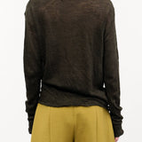 Pas de Calais Apparel Womens Sweaters Wool Gauze Crinkle Turtleneck Jersey Pullover in Khaki