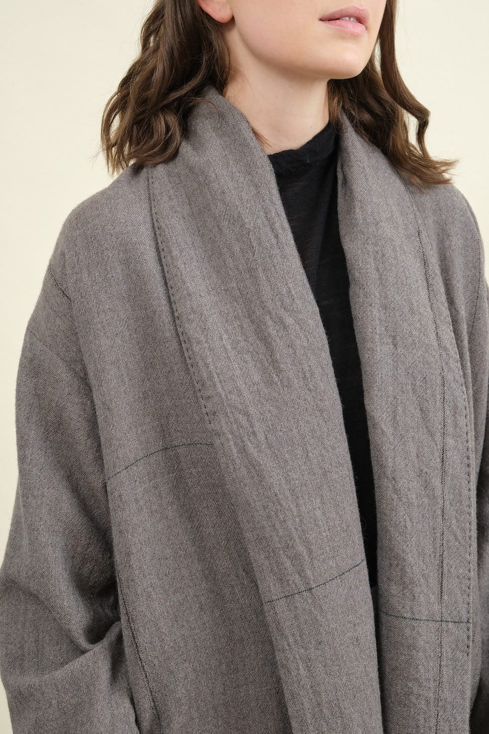 Lapel on Wool Twill Duster Coat
