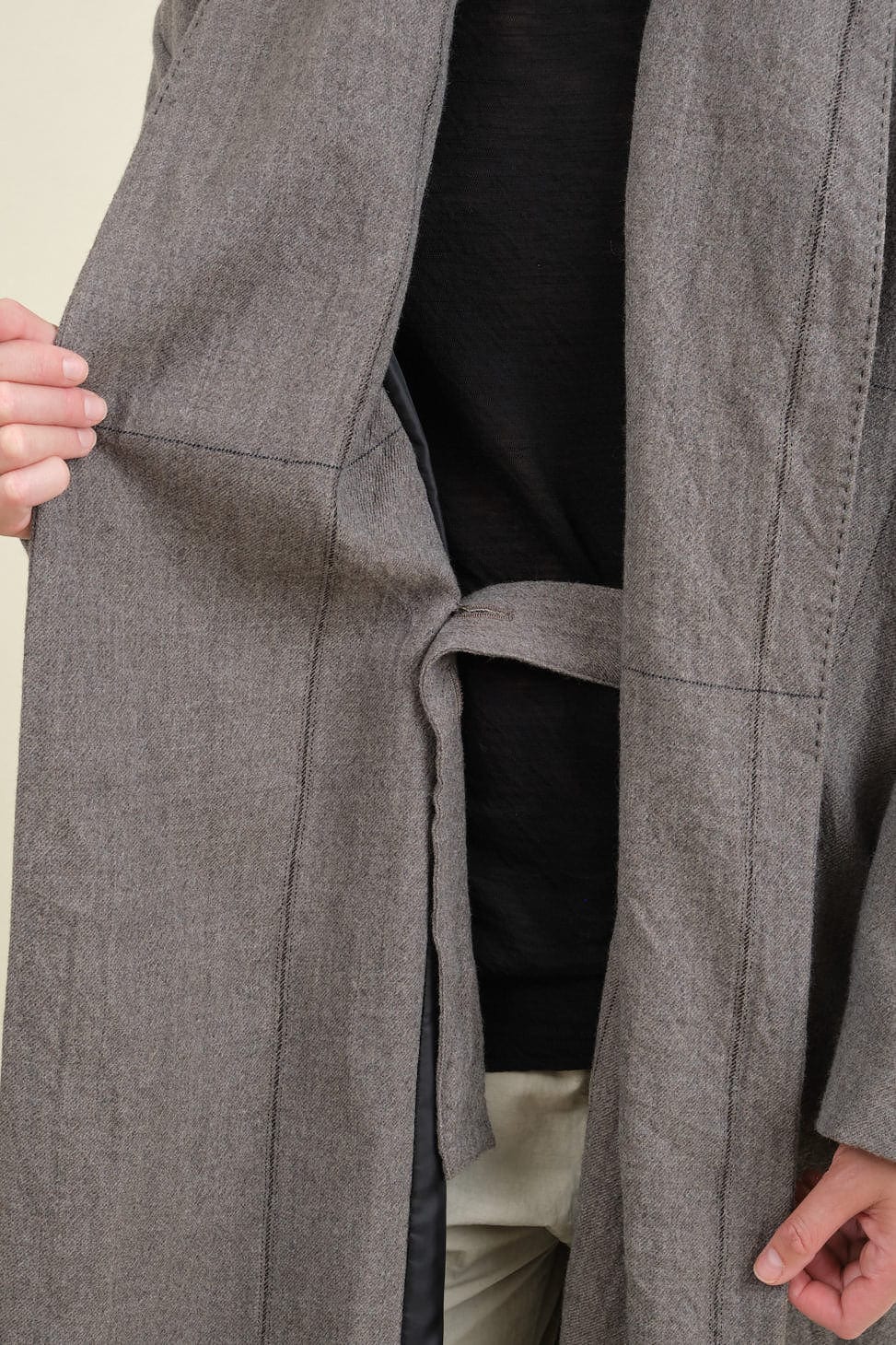 Closure on Wool Twill Duster Coat