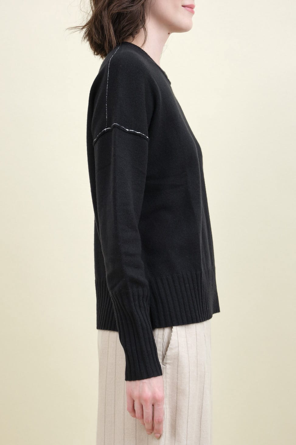 Side of Baby Cashmere Crew in Black