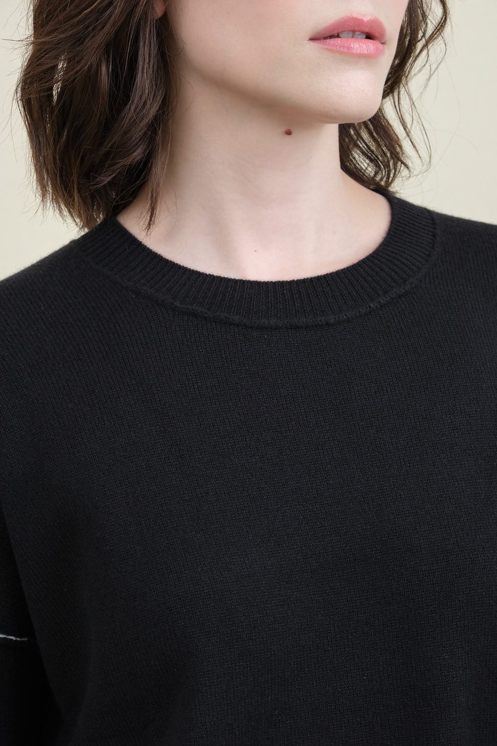 Neckline on Baby Cashmere Crew in Black