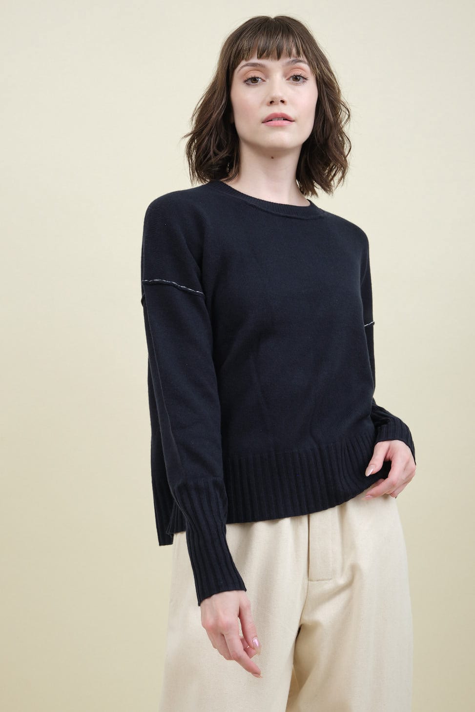 Baby Cashmere Crew in Navy