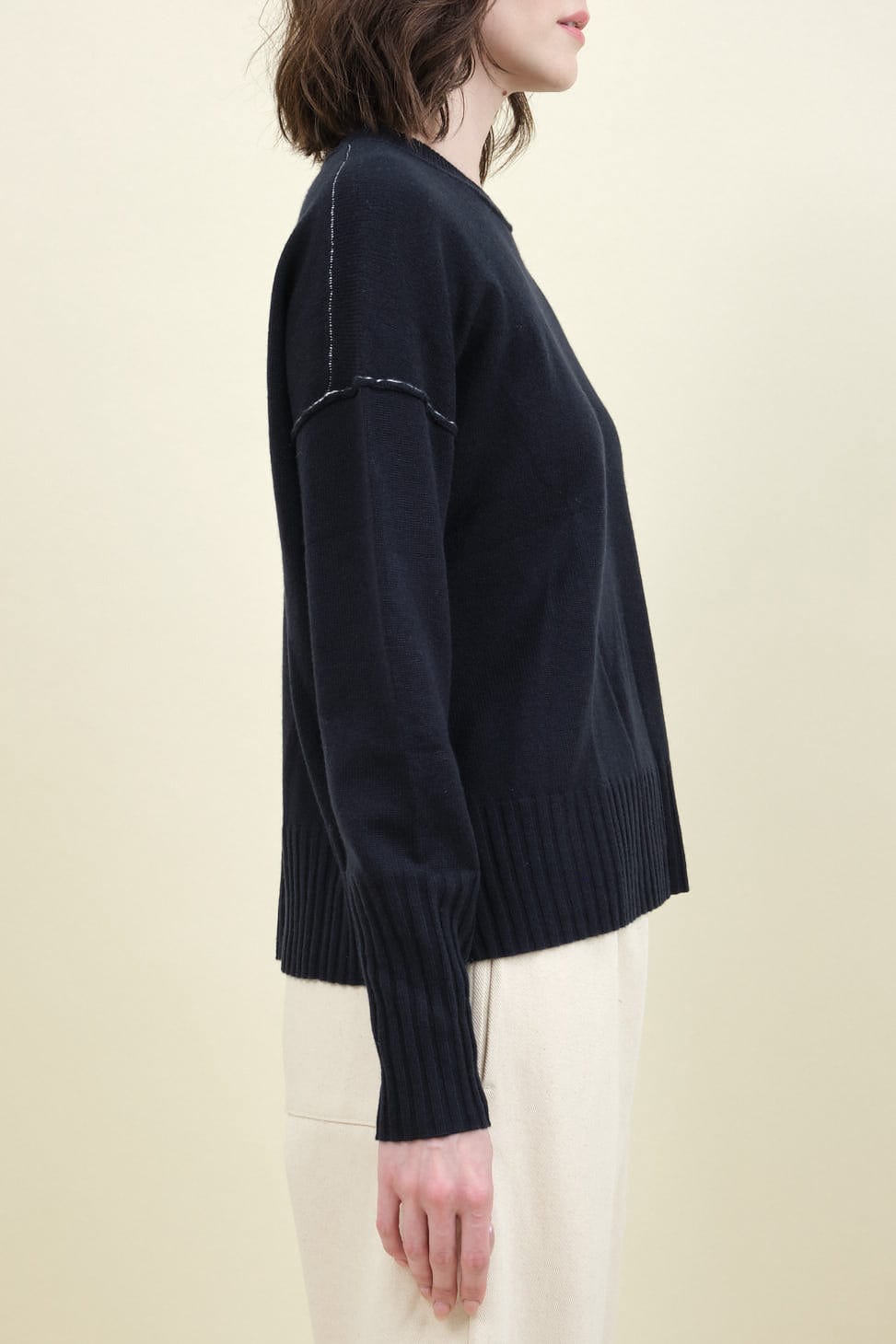 Side of Baby Cashmere Crew in Navy