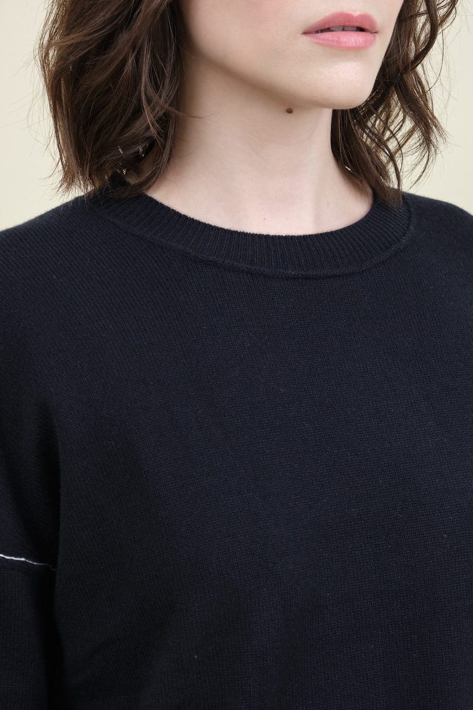 Neckline on Baby Cashmere Crew in Navy