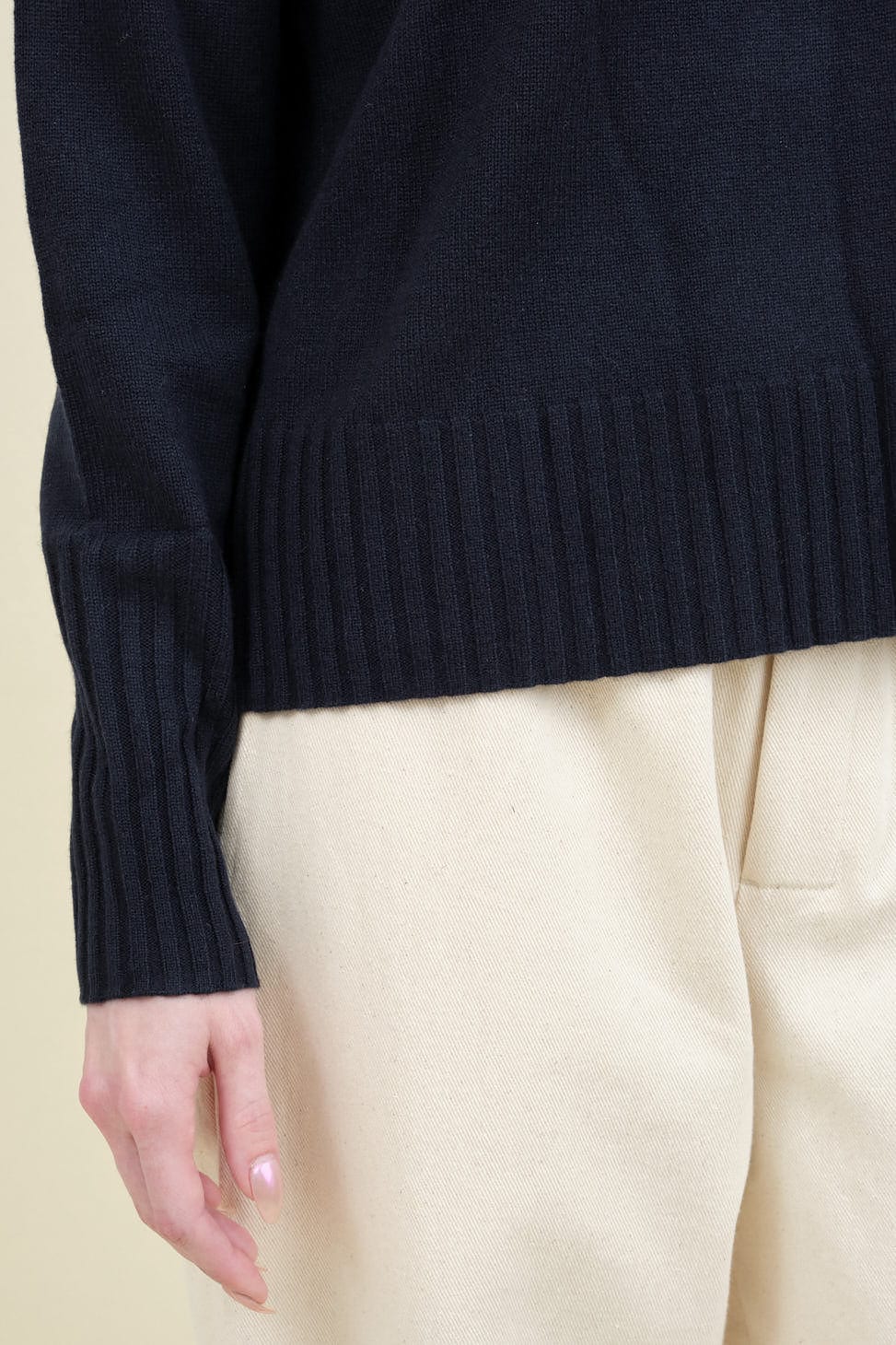 Hemline on Baby Cashmere Crew in Navy