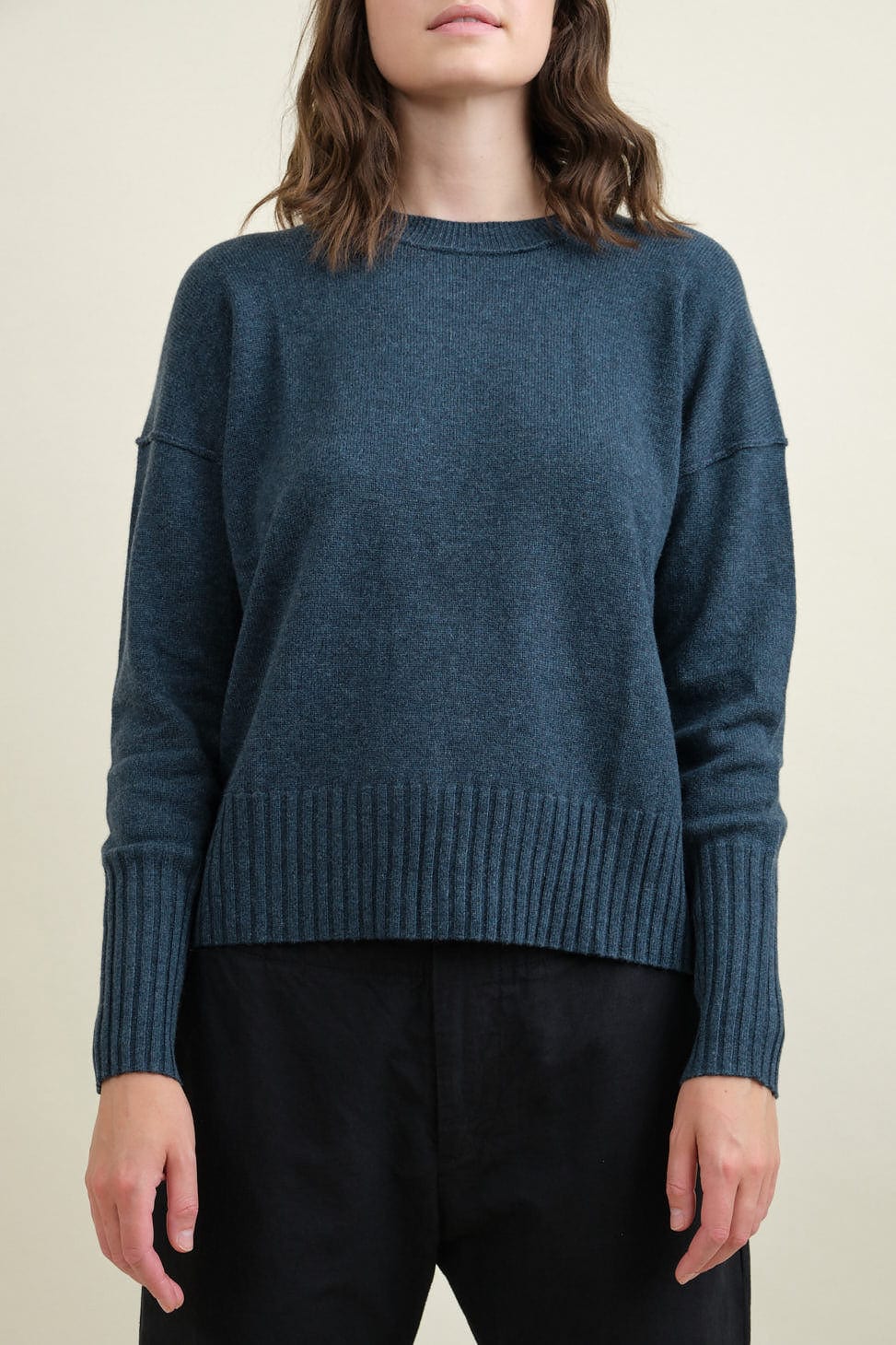 Front of Baby Cashmere Crew in Peacock