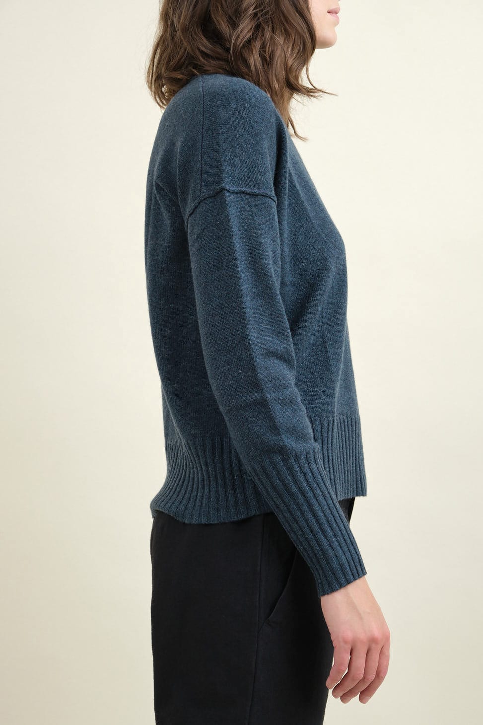 Side of Baby Cashmere Crew in Peacock