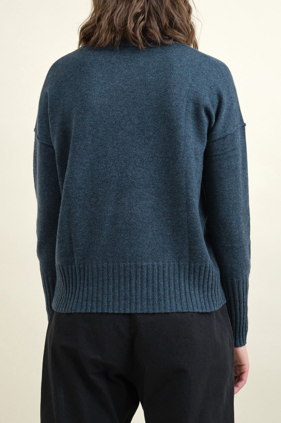 Back of Baby Cashmere Crew in Peacock
