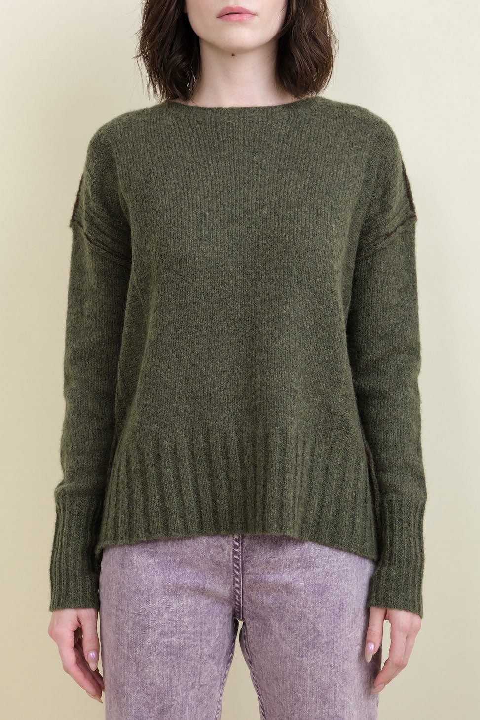 Front of Dreamy Pullover in Moss