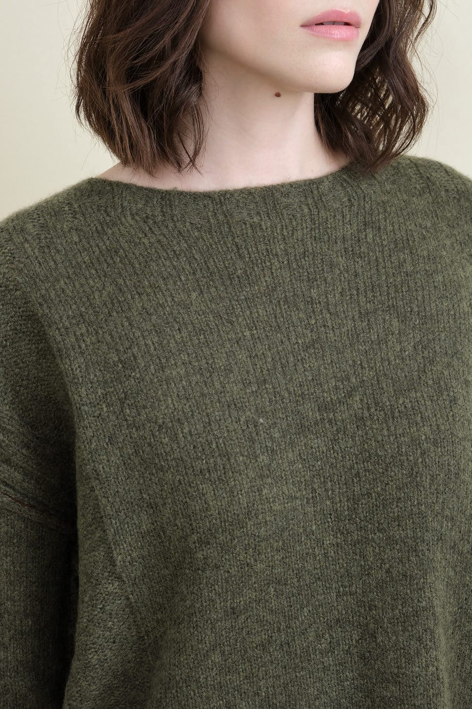 Neckline on Dreamy Pullover in Moss