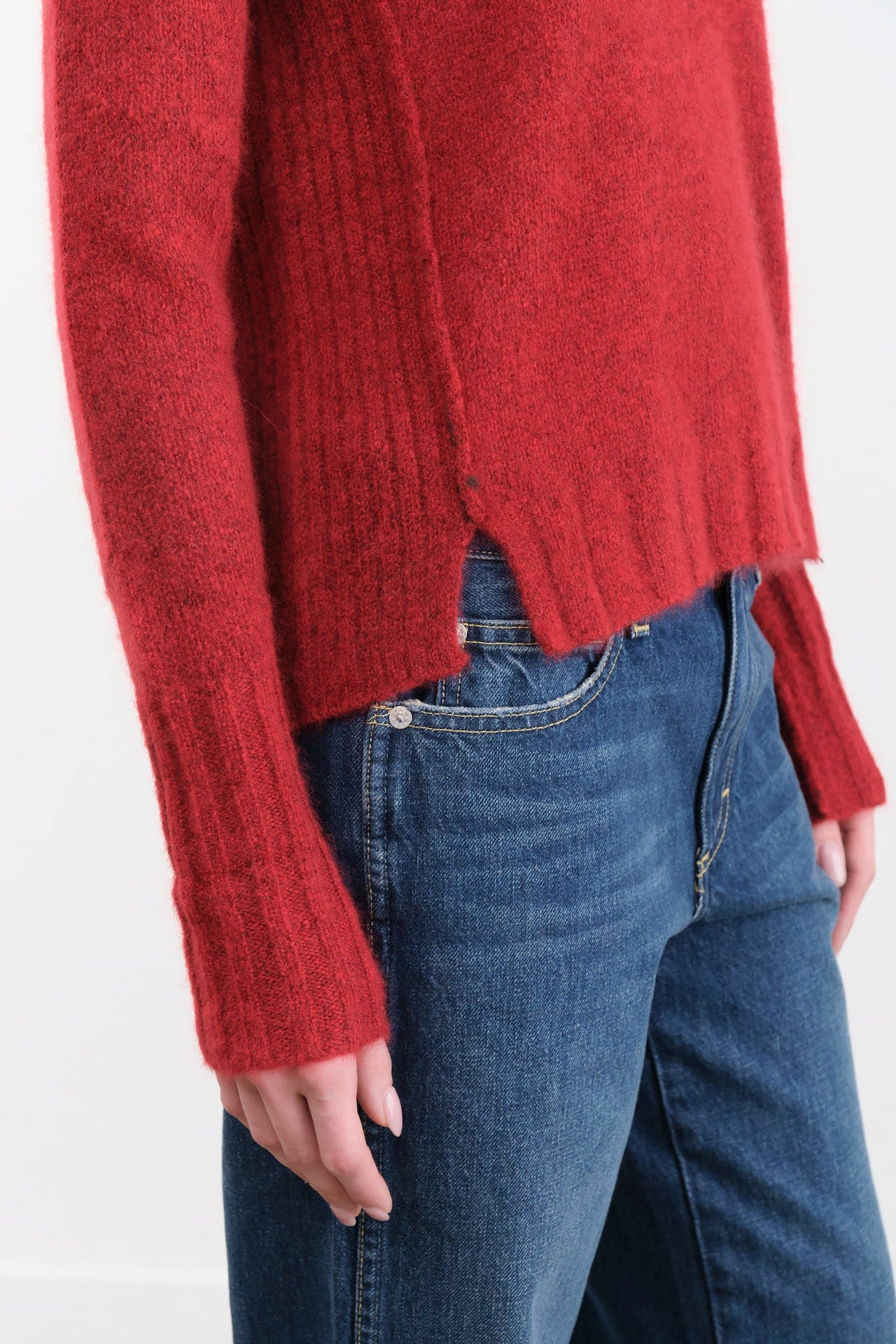 Paychi Guh Apparel Womens Sweaters Dreamy V-Neck Pullover in Garnet