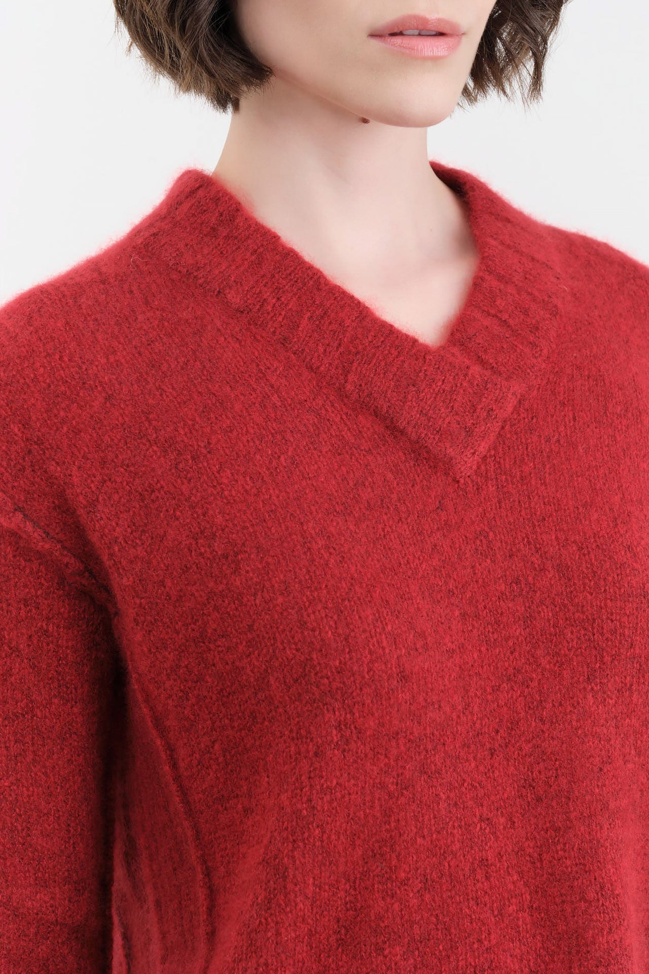 Paychi Guh Apparel Womens Sweaters Dreamy V-Neck Pullover in Garnet