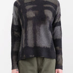Paychi Guh Apparel Womens Sweaters Painted Plaid Crew