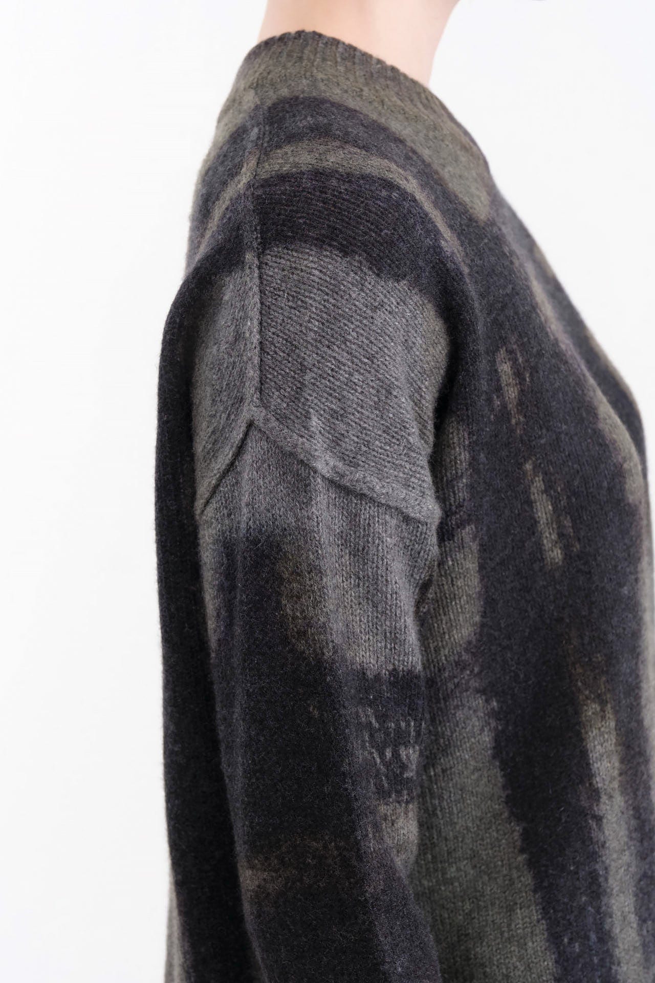 Paychi Guh Apparel Womens Sweaters Painted Plaid Crew