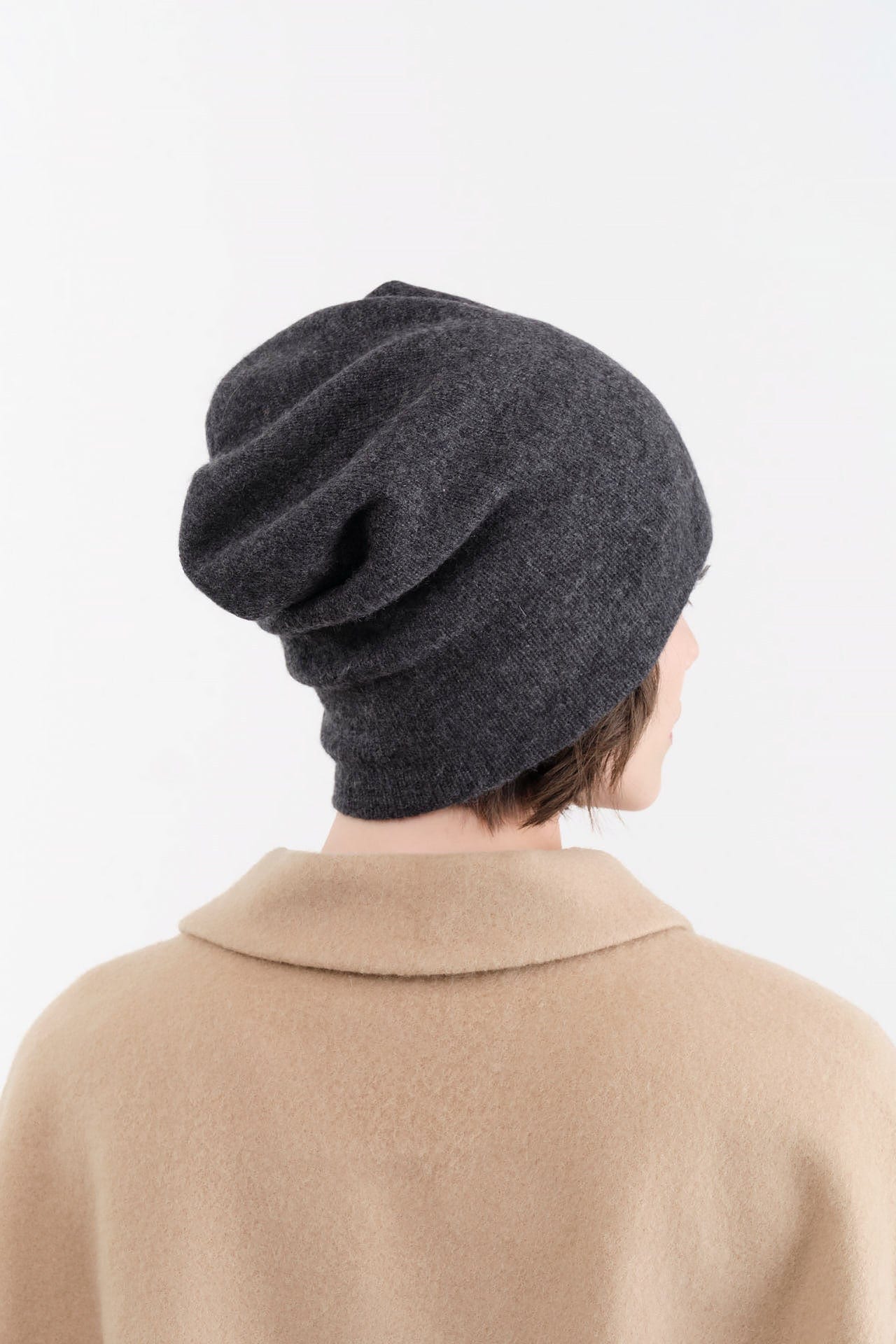 Paychi Guh Accessories Hats Slouchy Beanie in Charcoal Charcoal / One Size