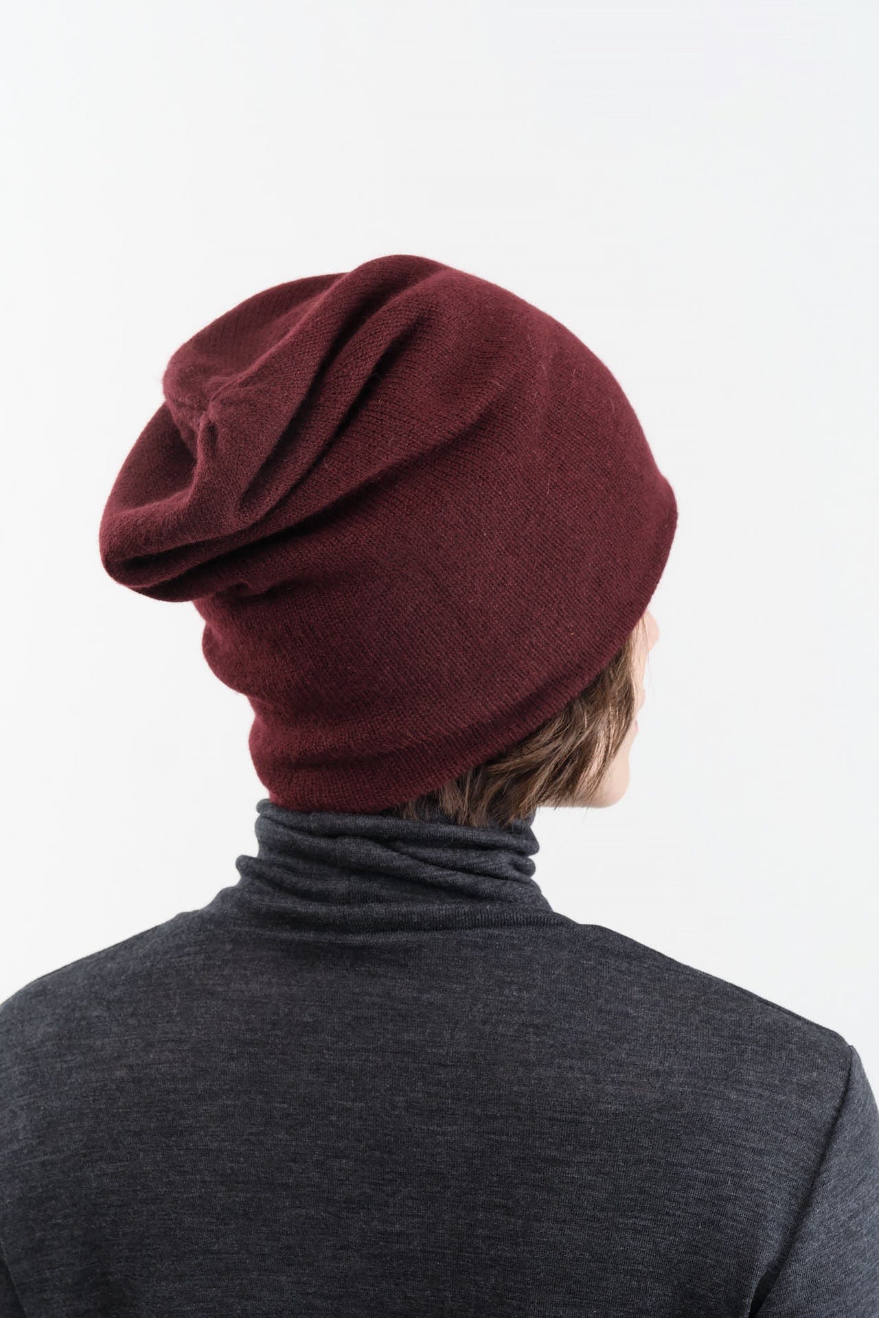 Paychi Guh Accessories Hats Slouchy Beanie in Wine Wine / One Size