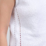 Side stitch view of Alec Top in White