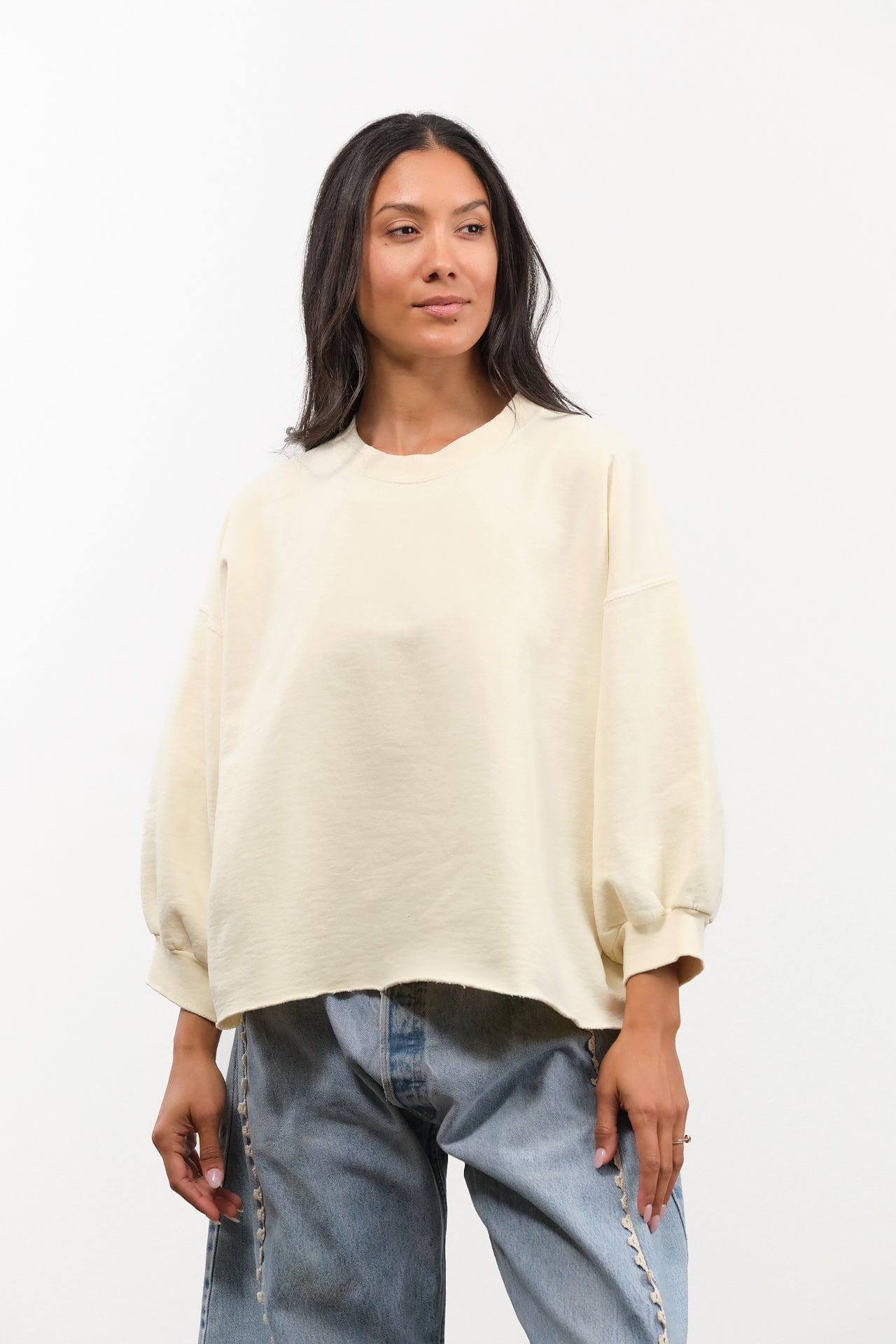 Rachel Comey Apparel Womens Blouses Fond Sweatshirt in Meringue