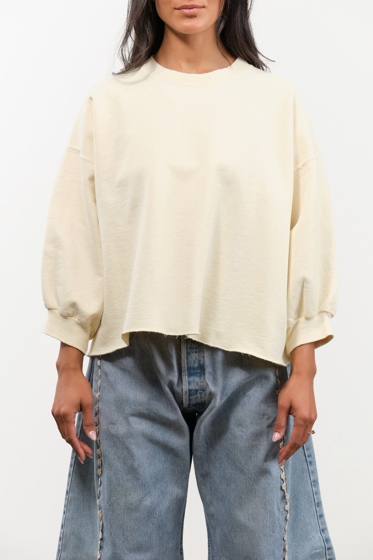 Rachel Comey Apparel Womens Blouses Fond Sweatshirt in Meringue