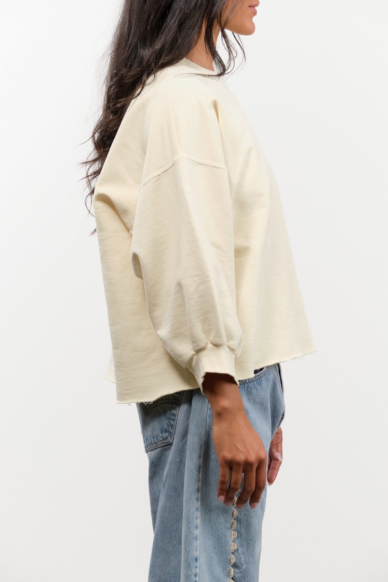 Rachel Comey Apparel Womens Blouses Fond Sweatshirt in Meringue