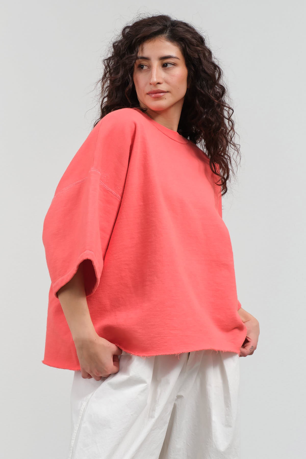 Styled view of Fondly Sweatshirt in Guava