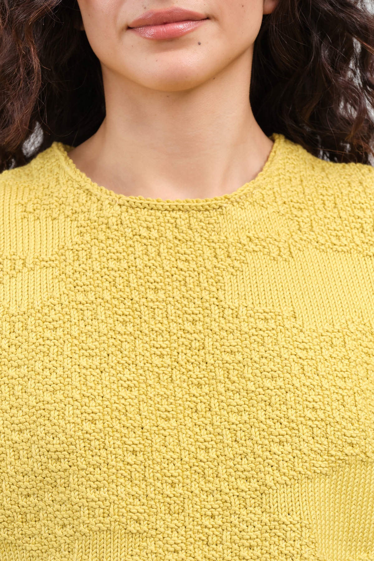 Collar view of Pacer Top in Yellow