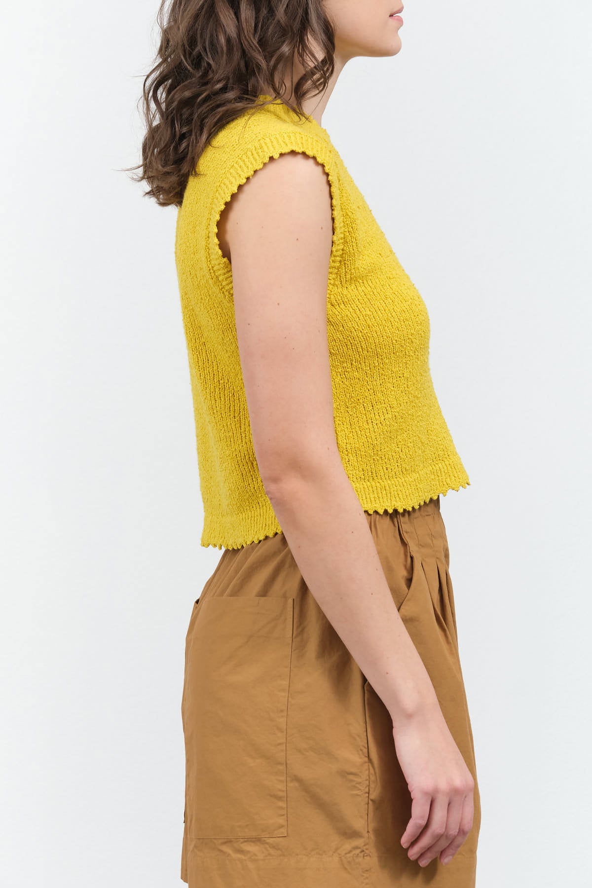 Side view of Relent Top in Yellow