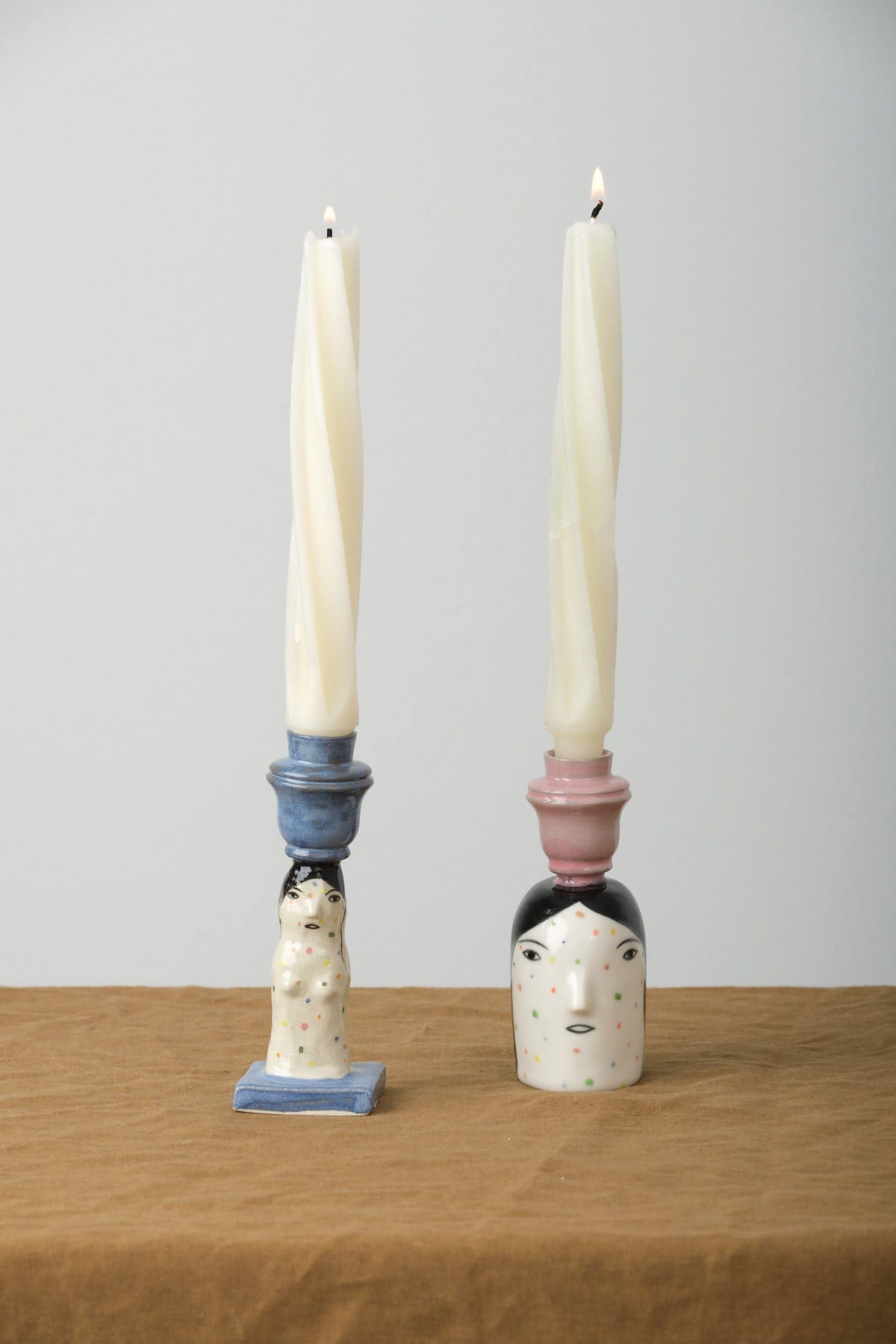 Rami Kim Studio Home Candle Holders Polkadot Lady Full Bust Candlestick Holder Blue