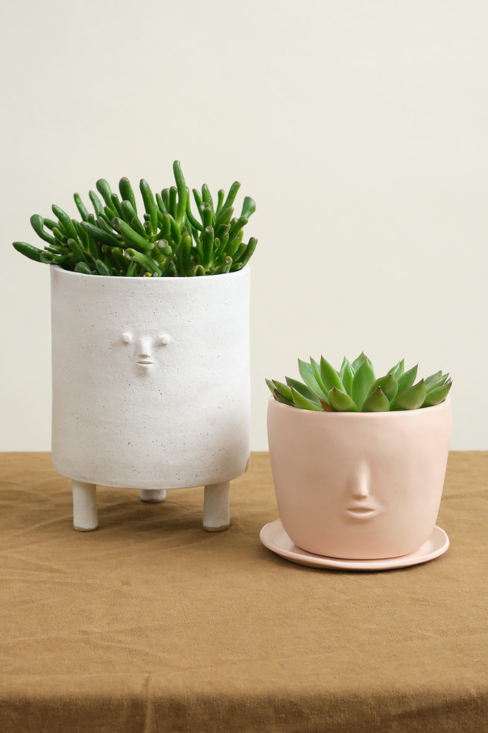 Face Pot Set in Blush with tripod planter