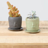 Rami Kim Studio Home Planters Face Pot Set in Warm Green Warm Green