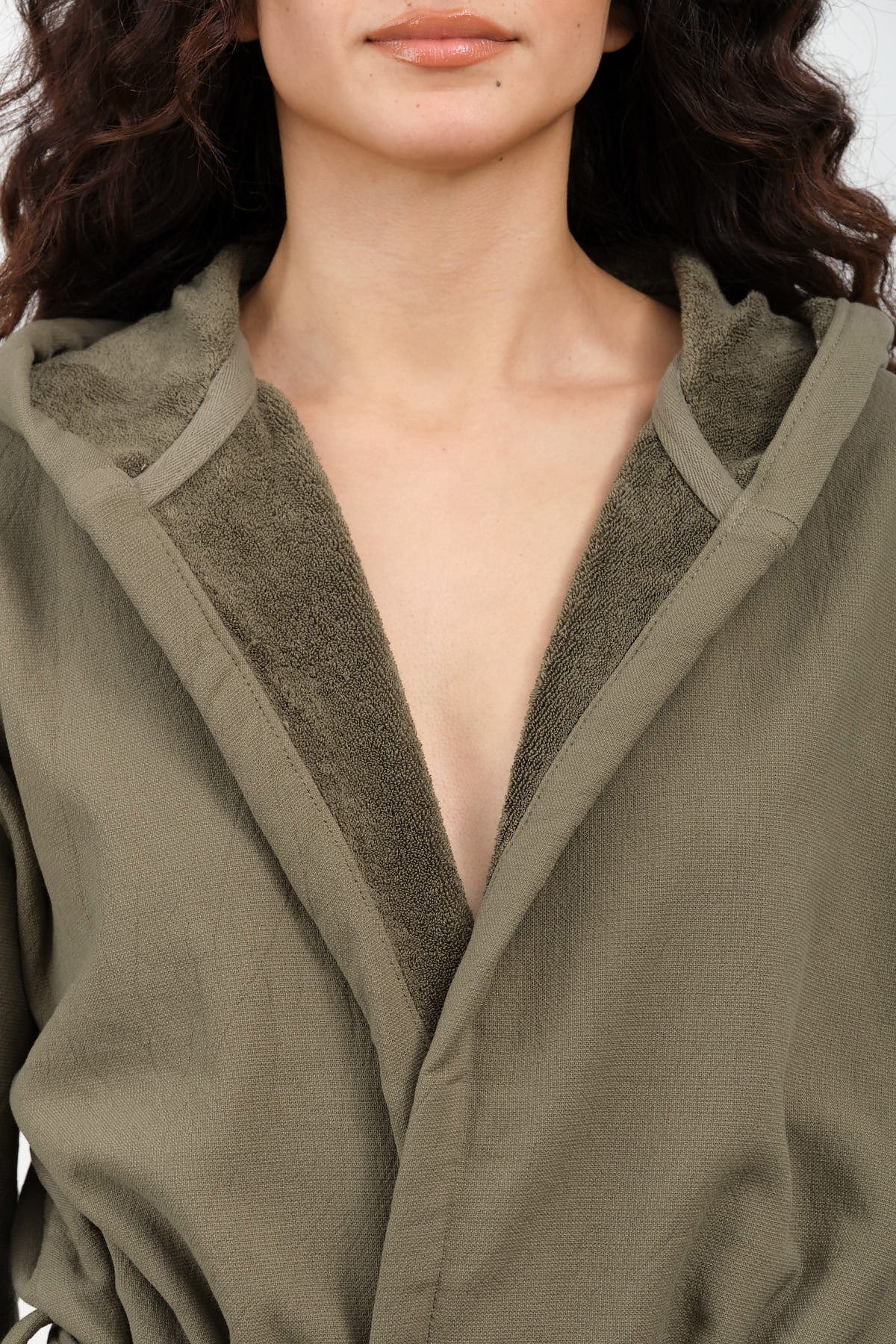 Saarde Apparel Womens Lounge Vintage Wash Robe in Olive