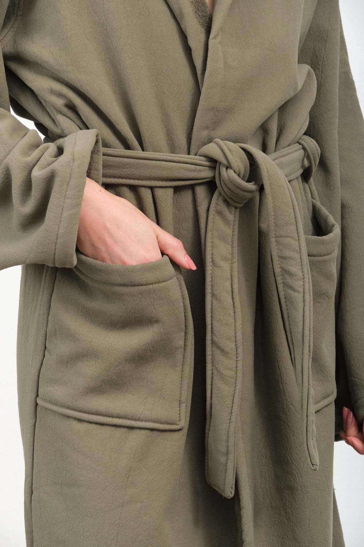 Saarde Apparel Womens Lounge Vintage Wash Robe in Olive