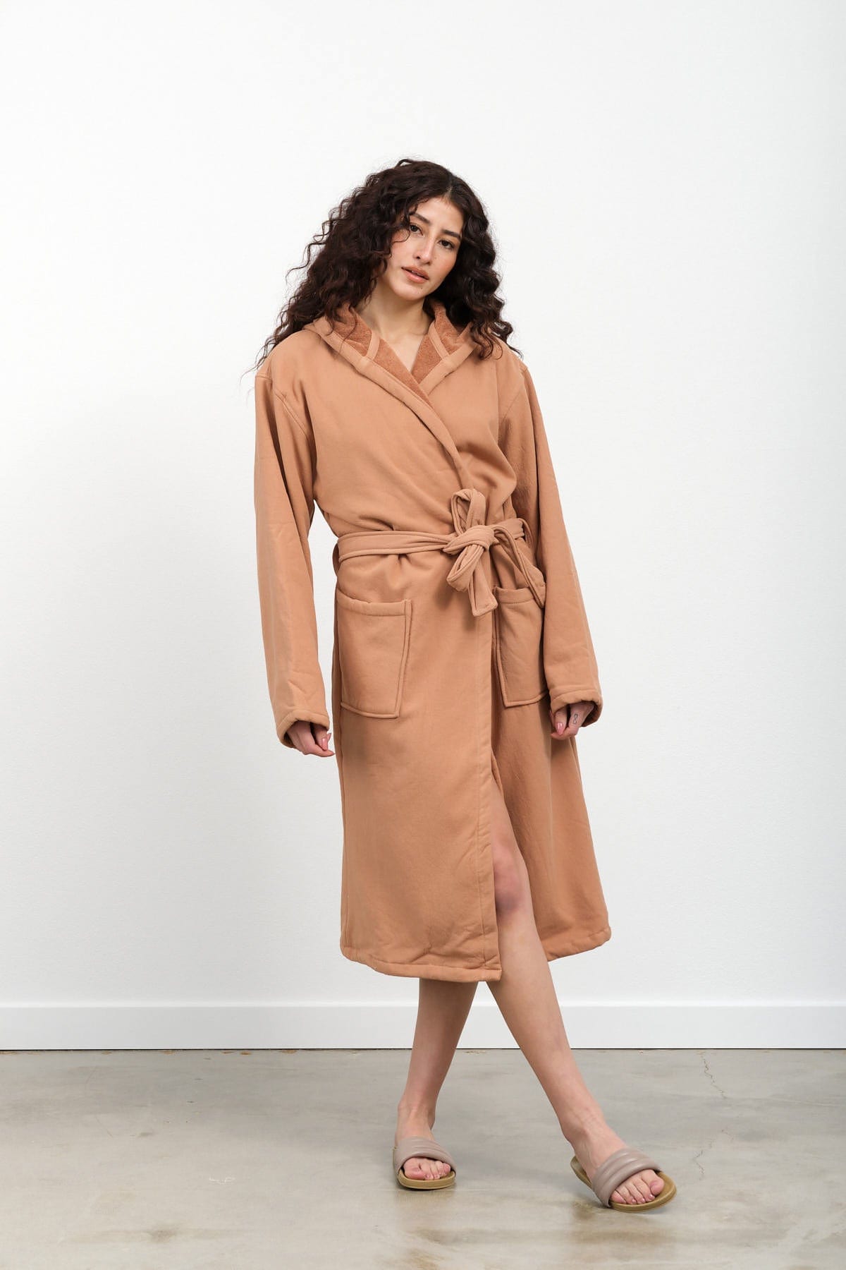 Saarde Apparel Womens Lounge Vintage Wash Robe in Terracotta