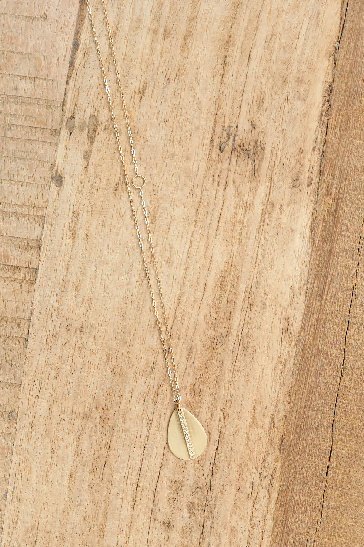 Sarah McGuire Jewelry Necklaces 18KY Gold Mod Pave Teardrop Necklace White Diamond / 16" Chain