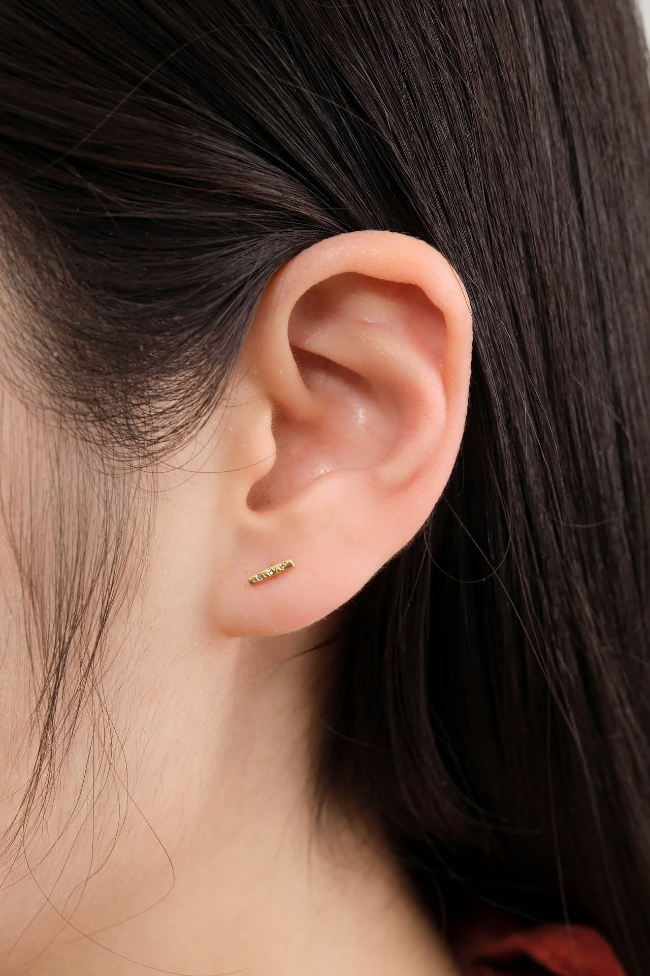 Sarah McGuire Jewelry Earrings Mini Pave Sticks Earrings 18K Yellow Gold / 1/4" L