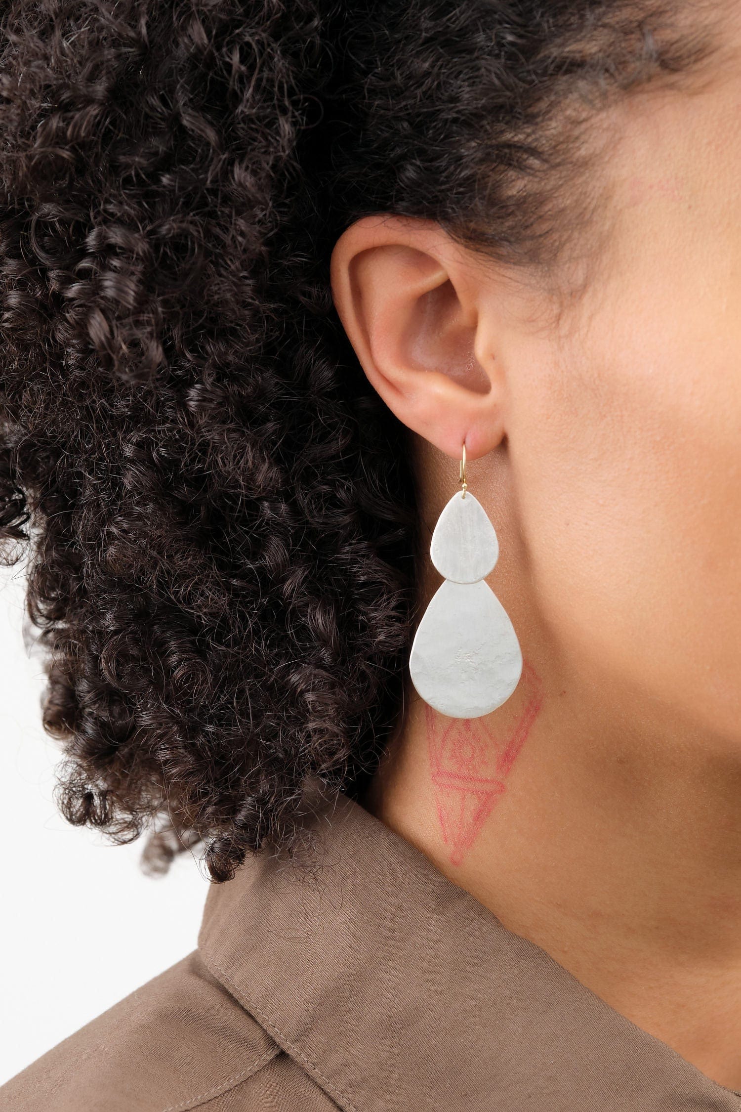 Sarah McGuire Jewelry Earrings Parchment Teardrop Waterfall Earrings Sterling Silver / 2" L X 1" W
