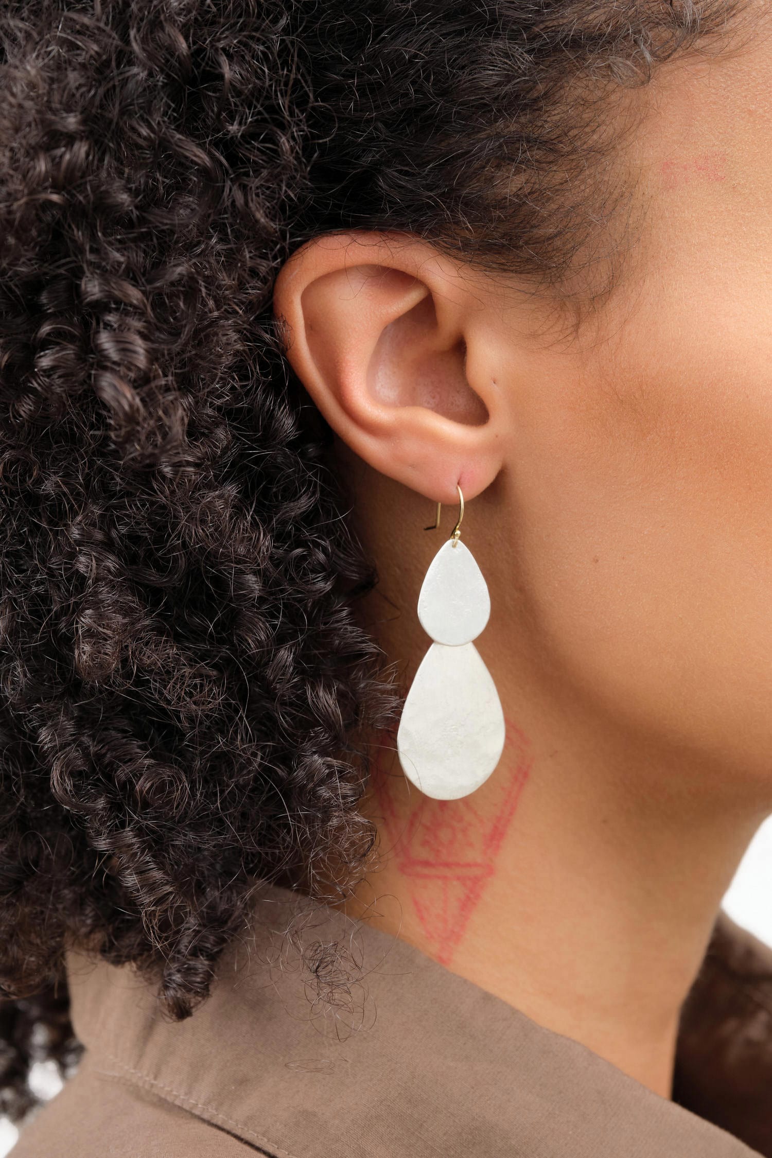 Sarah McGuire Jewelry Earrings Parchment Teardrop Waterfall Earrings Sterling Silver / 2" L X 1" W
