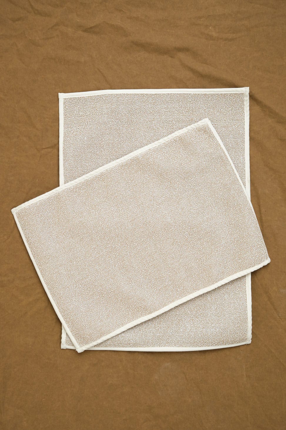 Large Sasawashi Bath Mat in Beige with long sasawashi mat