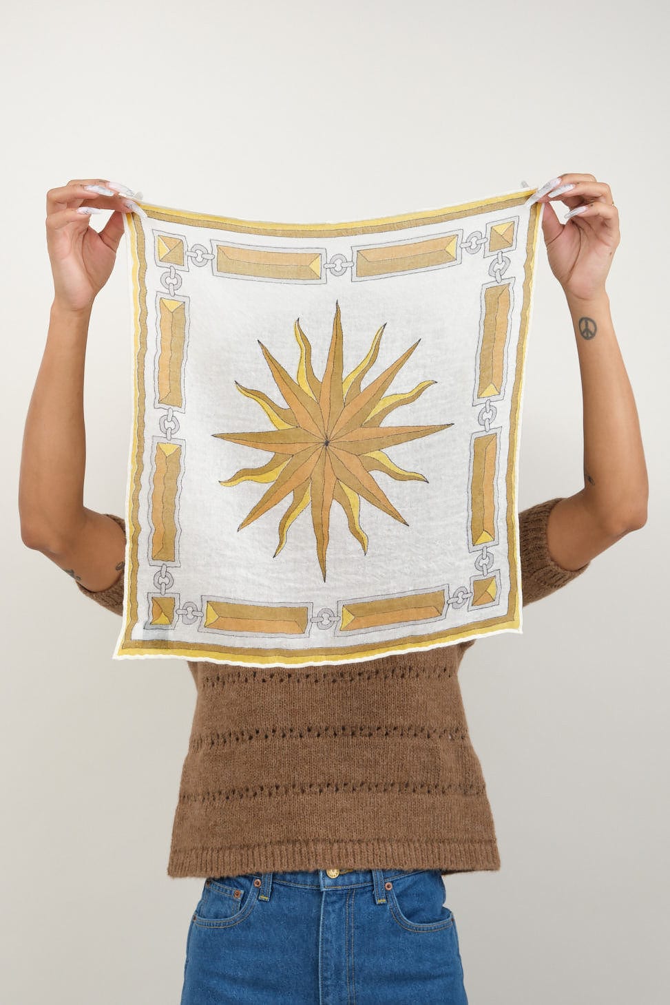 Sunburst Scarf in Yellow Sun on Natural