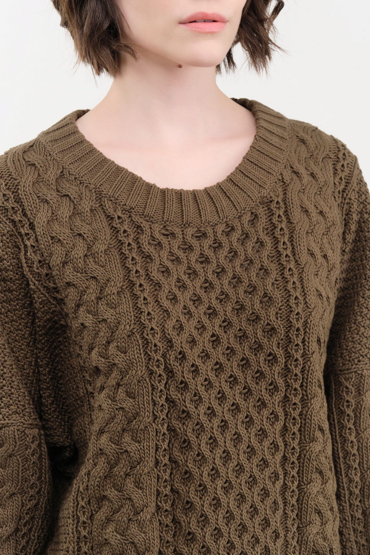 Shaina Mote Apparel Womens Sweaters Fisherman Sweater in Umber