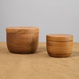 Be Home Home Kitchen Containers Large Teak Cellar with Spoon and Pivoting Lid Teak / 4" Dia X 3" H