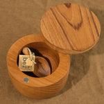 Be Home Home Kitchen Containers Large Teak Cellar with Spoon and Pivoting Lid Teak / 4" Dia X 3" H