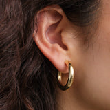 Stephanie Windsor Jewelry Earrings Large Chubby Hoop Earrings 14K Yellow Gold