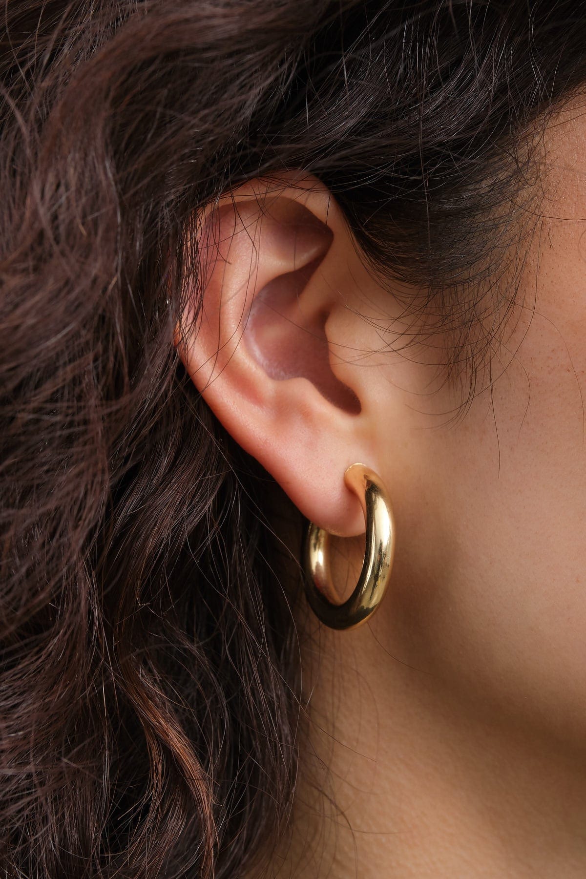 Stephanie Windsor Jewelry Earrings Large Chubby Hoop Earrings 14K Yellow Gold
