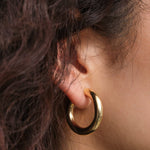 Stephanie Windsor Jewelry Earrings Large Chubby Hoop Earrings 14K Yellow Gold