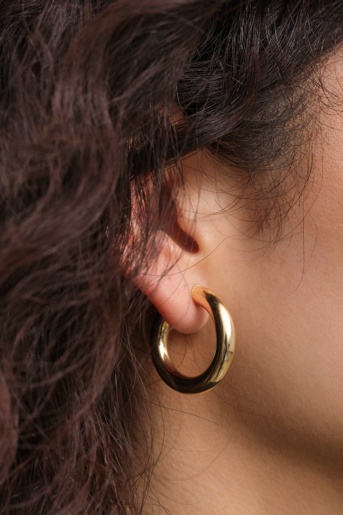 Stephanie Windsor Jewelry Earrings Large Chubby Hoop Earrings 14K Yellow Gold