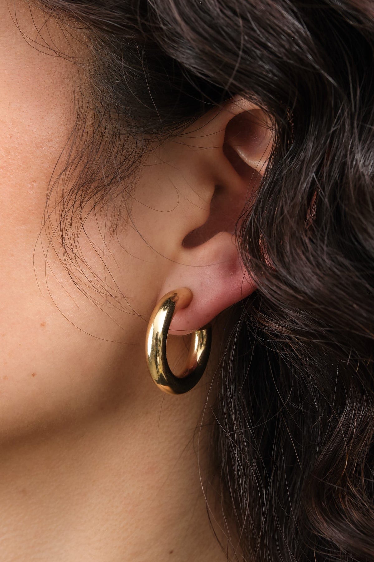 Stephanie Windsor Jewelry Earrings Medium Chubby Hoop Earrings 14K Yellow Gold