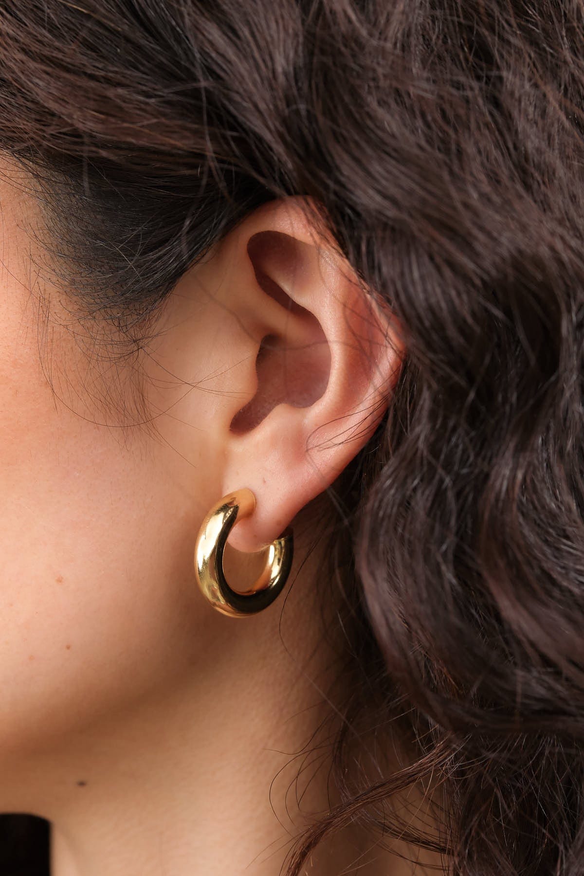Stephanie Windsor Jewelry Earrings Small Chubby Hoop Earrings 14K Yellow Gold