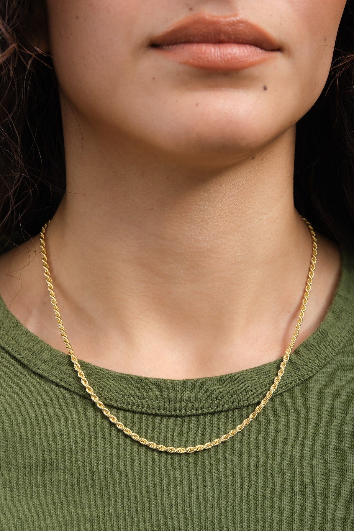 Stephanie Windsor Jewelry Necklaces Solid Gold Rope Chain Necklace 14K Yellow Gold / 18" Chain