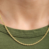 Stephanie Windsor Jewelry Necklaces Solid Gold Rope Chain Necklace 14K Yellow Gold / 18" Chain